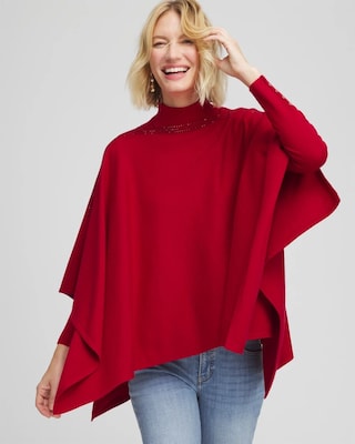 Rhinestone Embellished Poncho