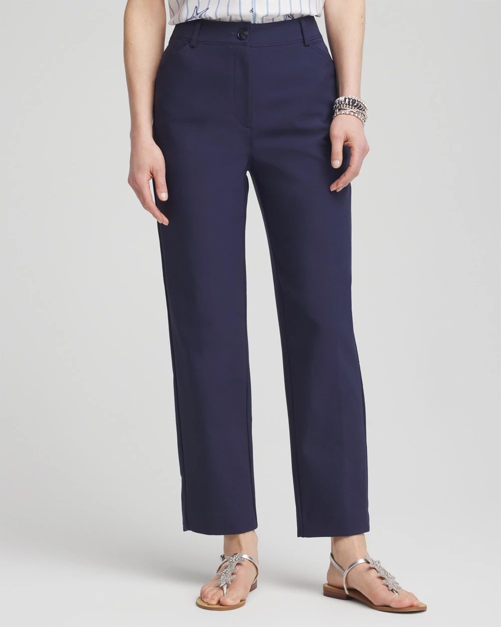 Fly-Front Ankle Pants