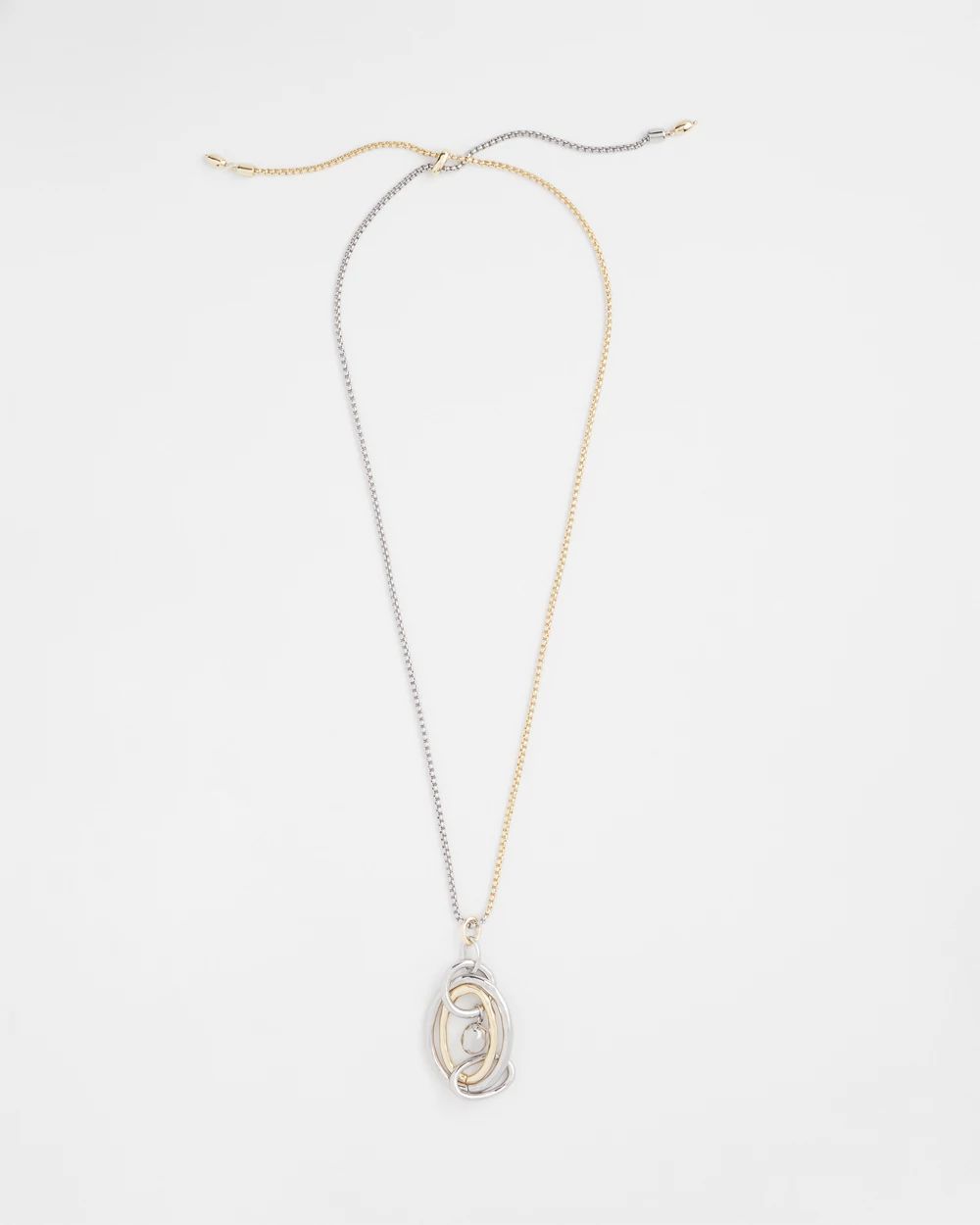 Adjustable Mixed Metal Pendant Necklace