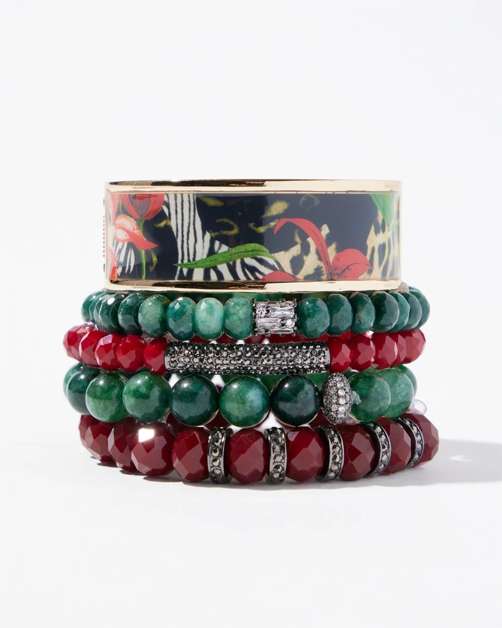 Jade Pavé Barrel Stretch Bracelet