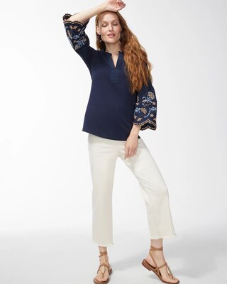 Notch Neck 3/4 Sleeve Top