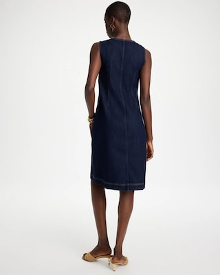 Denim Knee Length Dress click to view larger image.