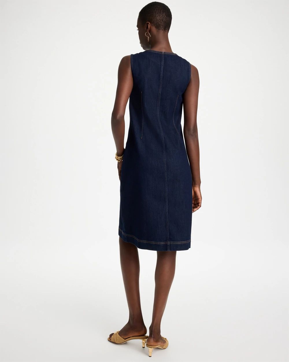 Denim Knee Length Dress click to view larger image.