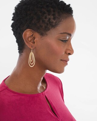 Gold-Tone Circlet Drop-Hoop Earrings