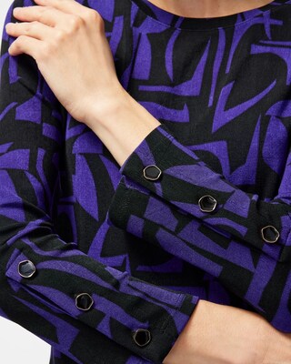 Travelers Abstract Button Sleeve Top