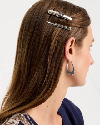 Silvertone Mixed Metal Hair Pin Set click to view larger image.