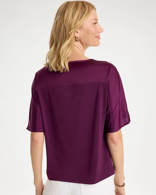 Jersey Satin Trim Elbow Tee click to view larger image.