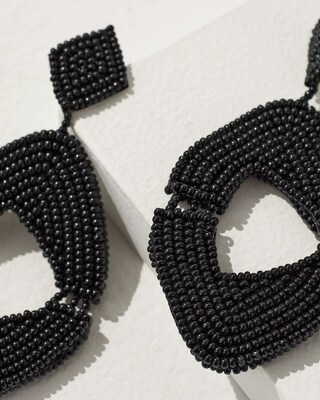 Black Seed Bead Drop Earrings