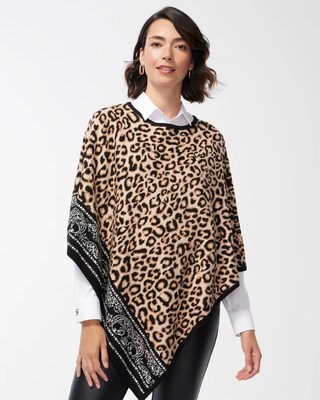 Animal Print Sweater Poncho