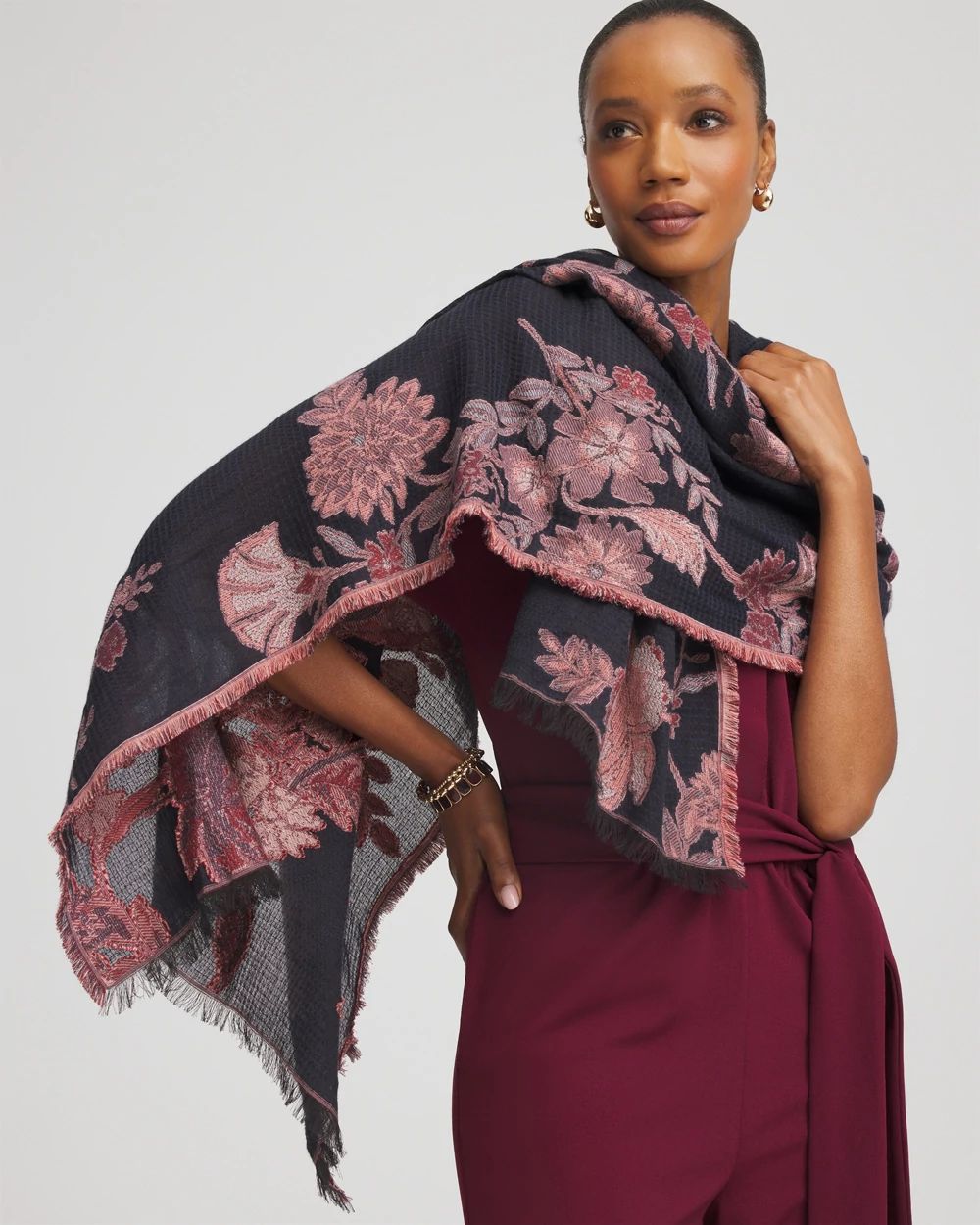 Cotton Jacquard Oblong Scarf