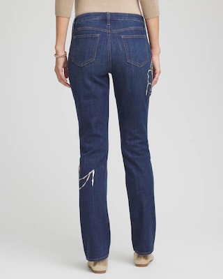 Sequins Rose Girlfriend Slim-Leg Jeans click to view larger image.