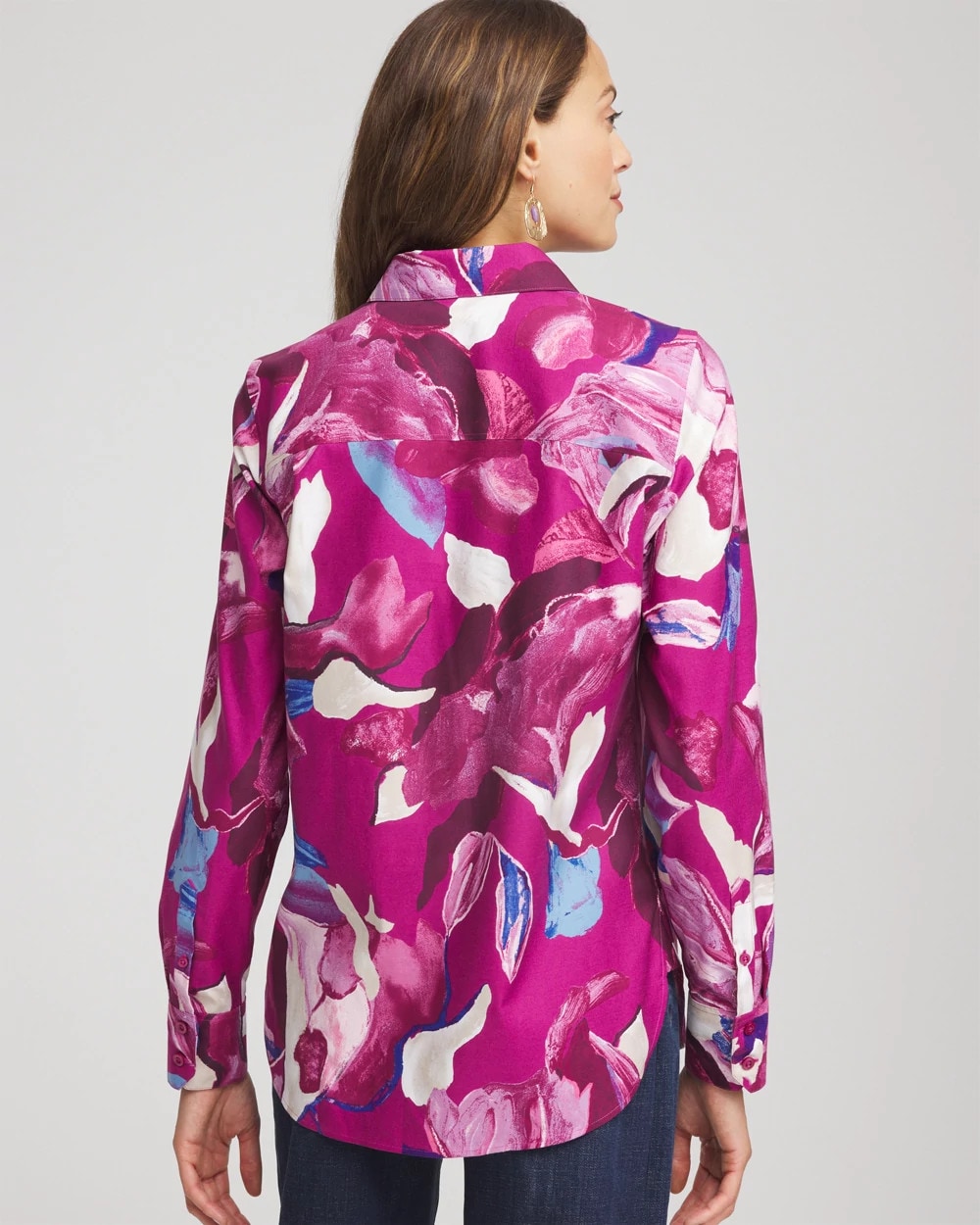 No Iron™ Floral-Paint-Print Shirt