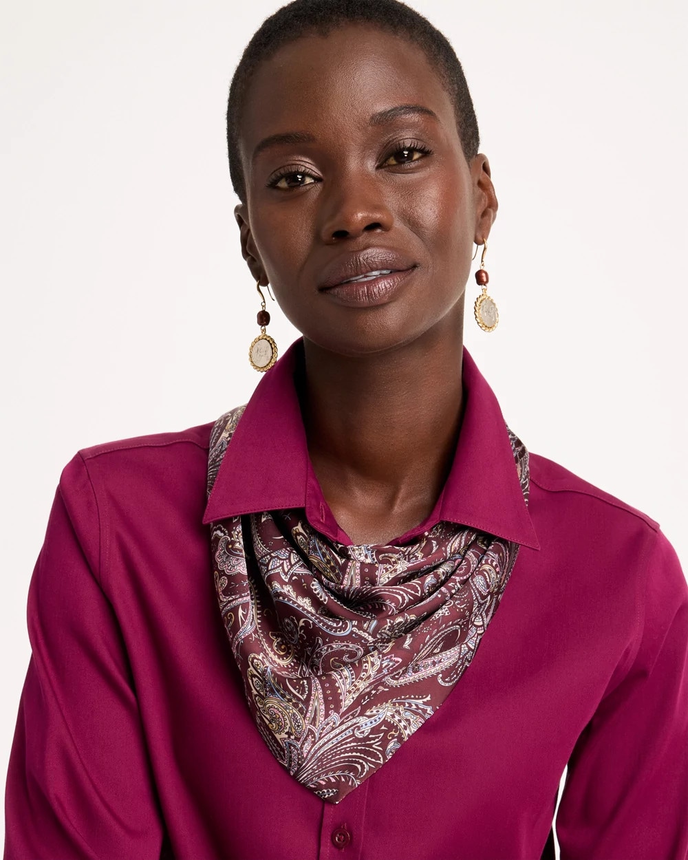 Satin Triangle Beaded-Tassel Scarf
