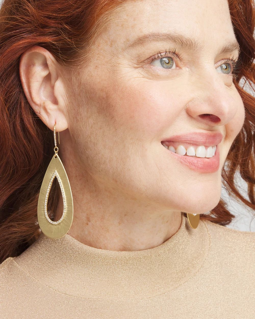 No Droop™ Gold Tone Teardrop Earrings