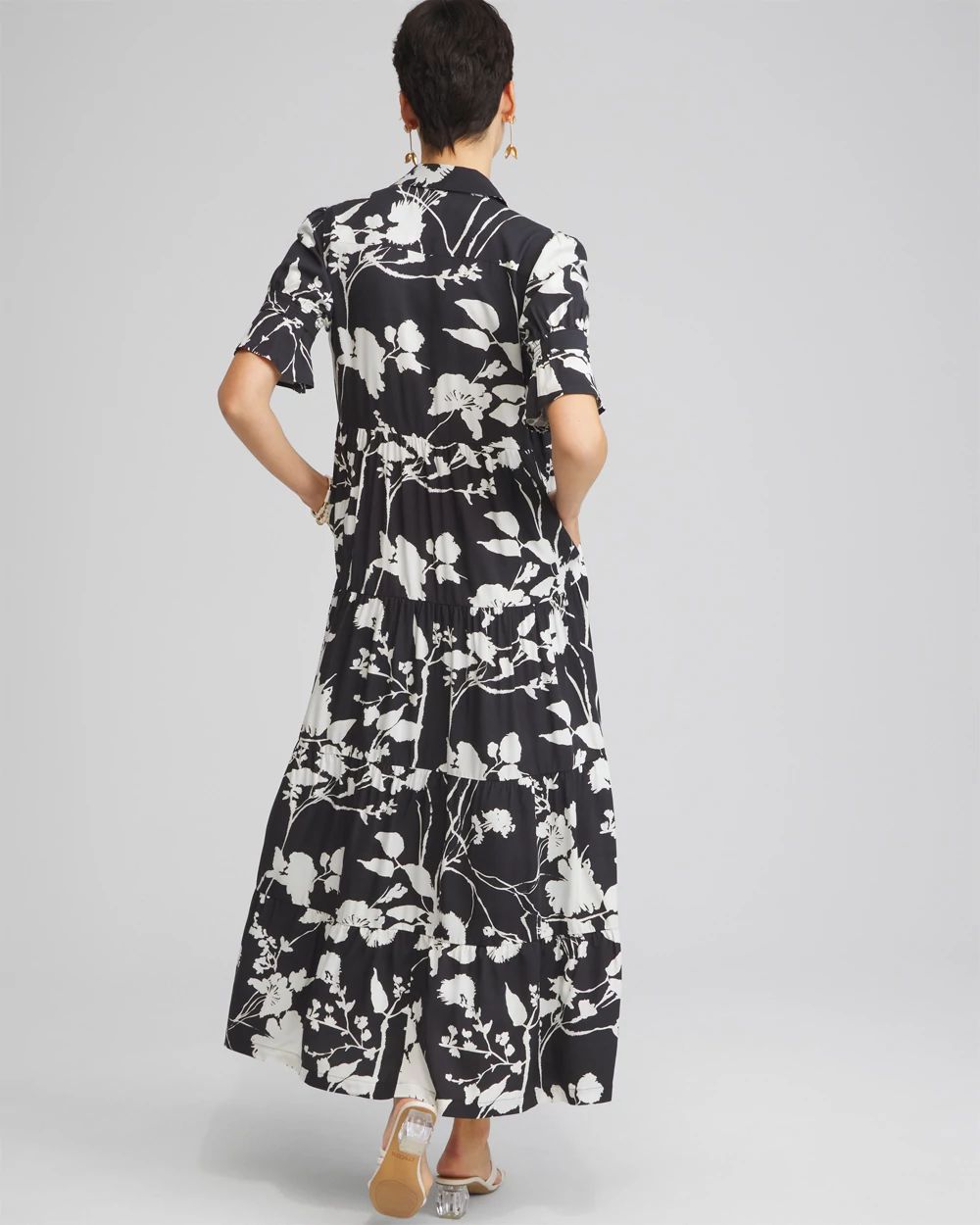 Petite Silk Blend Flare Sleeve Dress