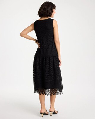 Knit Embroidered Lace Sleeveless Dress click to view larger image.