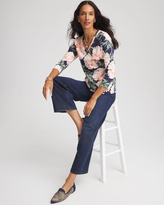 Floral 3/4 Sleeve Perfect Tee click to view larger image.
