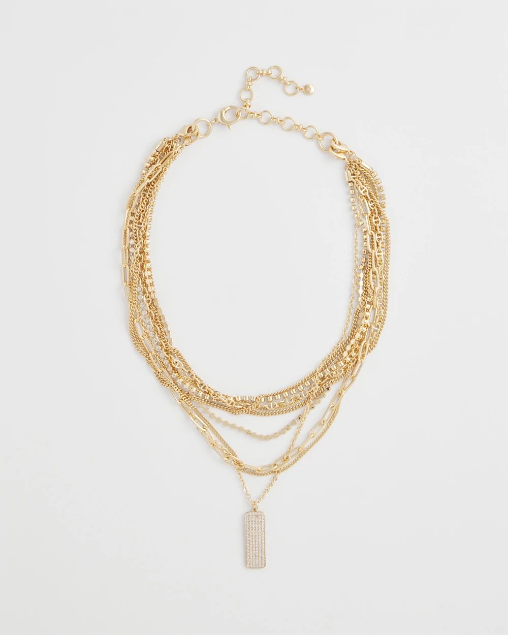 Convertible Goldtone Pave Pendant Necklace