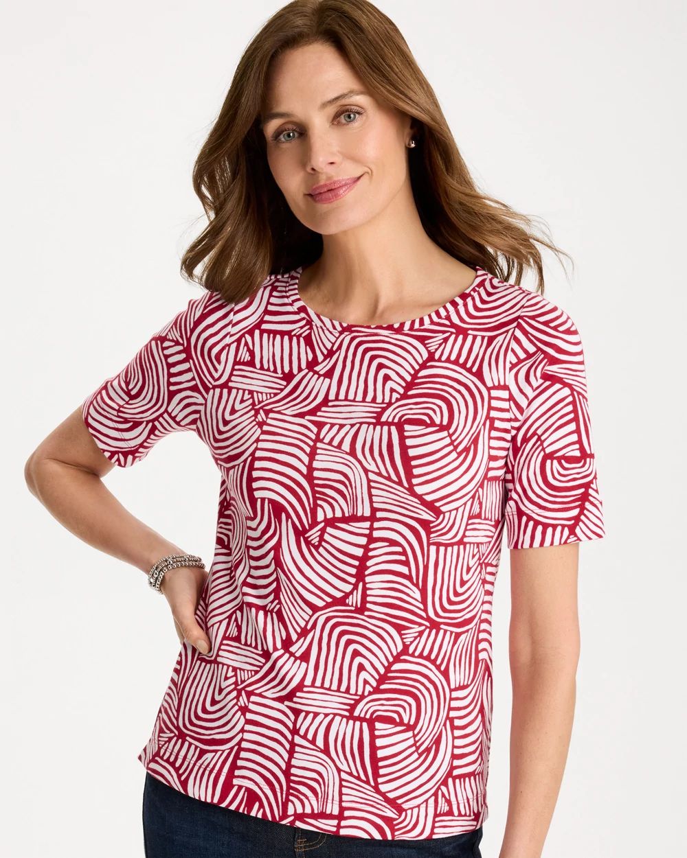 Geo Pima Elbow Sleeve Tee