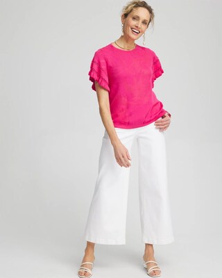 Ruffle Sleeve Pullover Sweater click to view larger image.