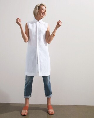 No Iron Linen-Blend Maxi Shirt