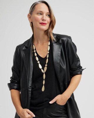 Gold Tone Leaf Y-necklace