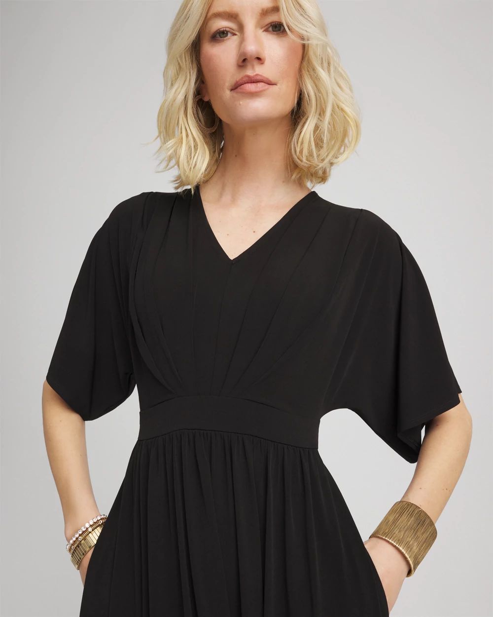 Flutter-Sleeved Jersey Maxi Dress