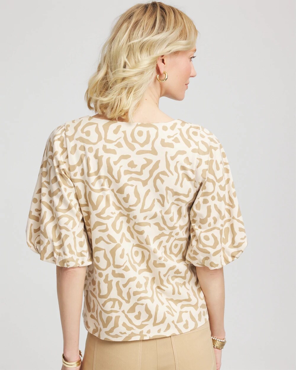 Animal Print Bubble Sleeve Top