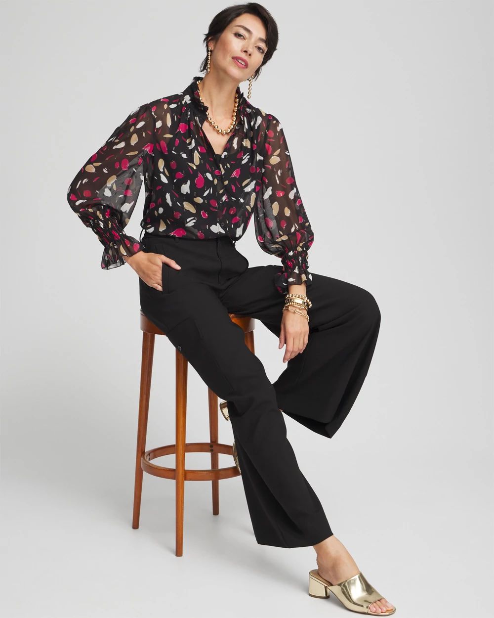 Chiffon Ruffle Collar Top