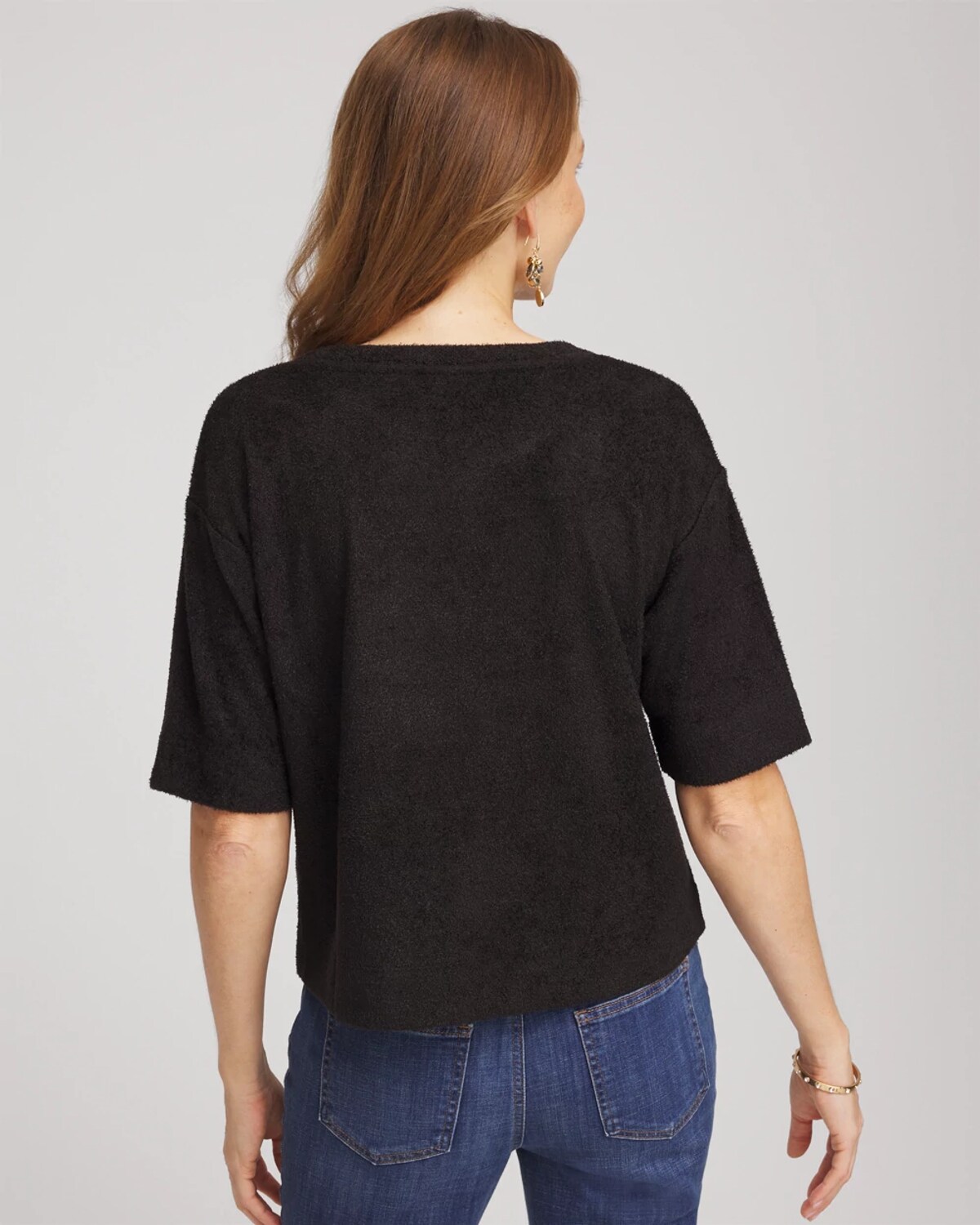 Chico's Cozy Crewneck Tee In Black In Black