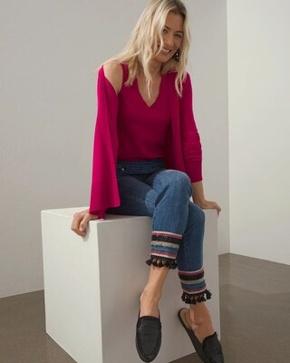 Beaded Tassel Pull-On Ankle Jeggings