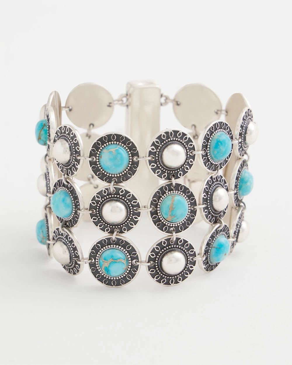 Turquoise and Silver Cab Bracelet