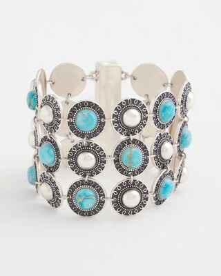 Turquoise and Silver Cab Bracelet