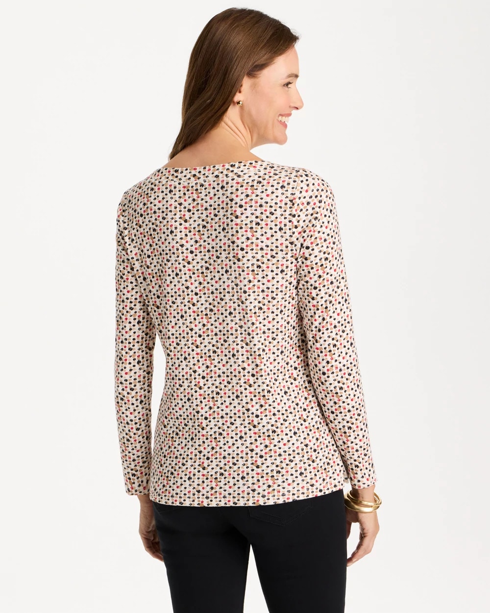 Geo Stretch-Cotton Boatneck Tee