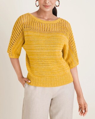 Mixed-Stitch Pullover Sweater