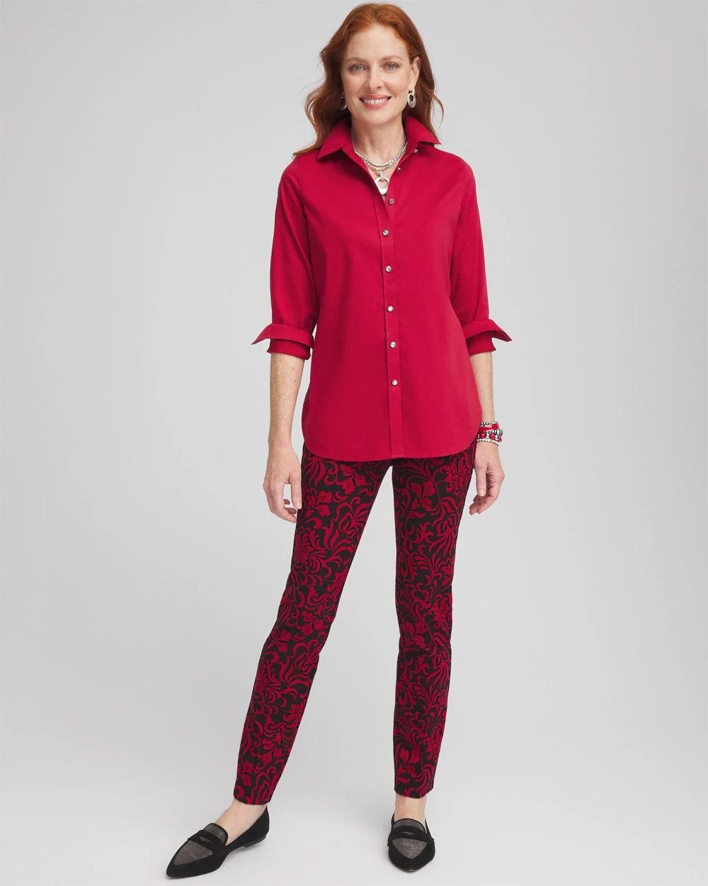 No Iron™ Sateen Rhinestone Shirt