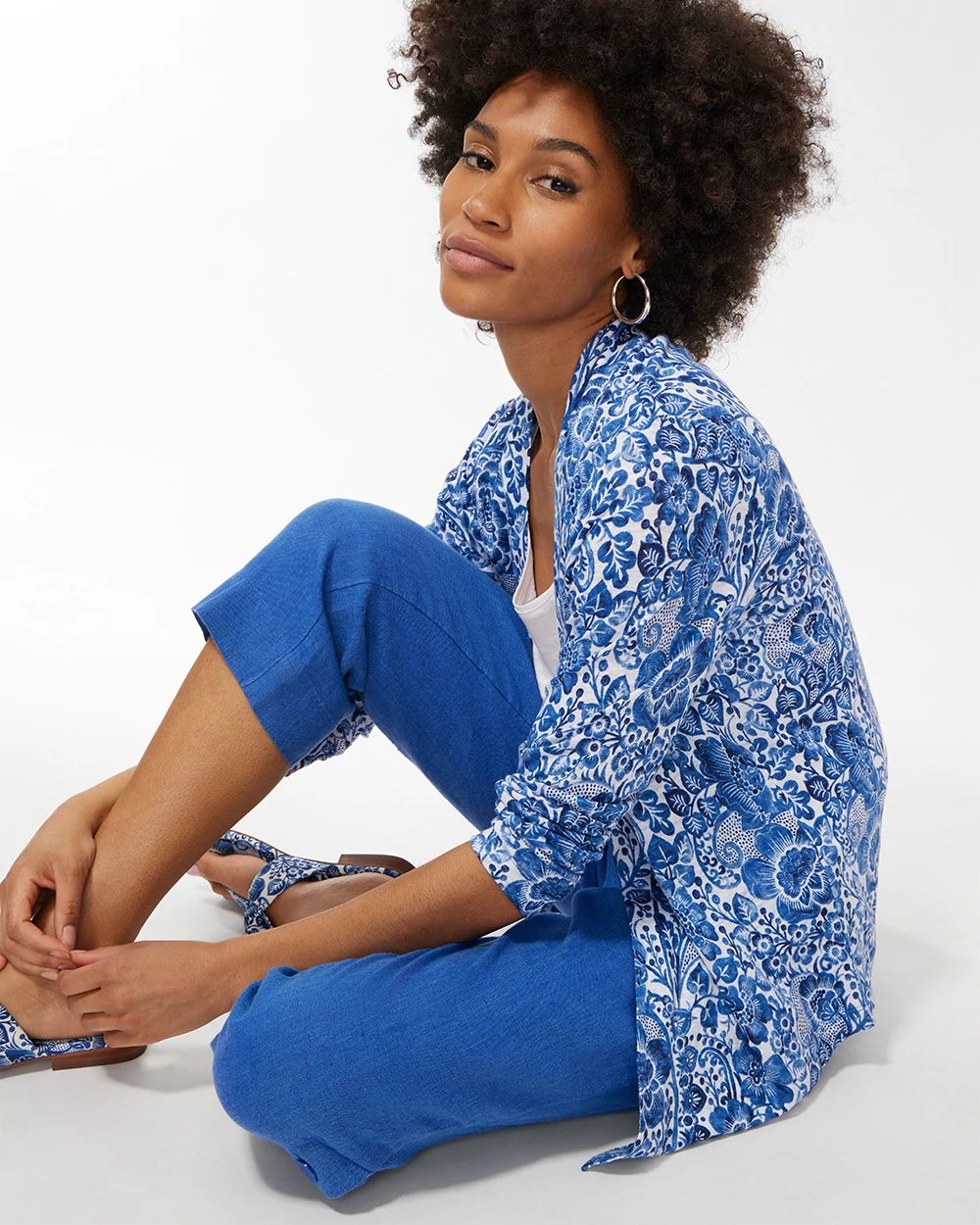 Linen Paisley Convertible Cardigan