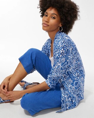 Linen Paisley Convertible Cardigan