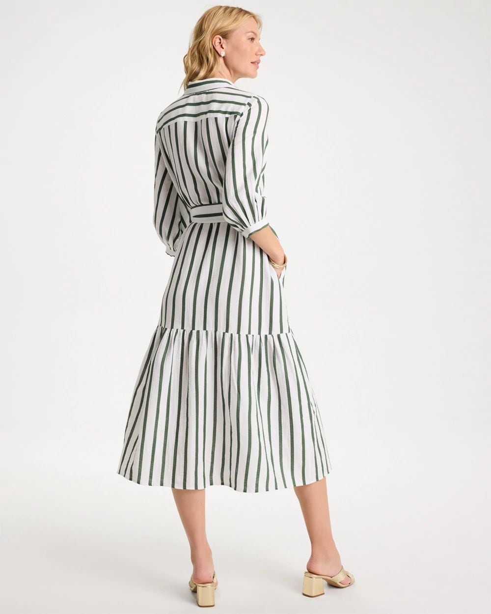 Striped Cotton-Gauze Shirtdress click to view larger image.