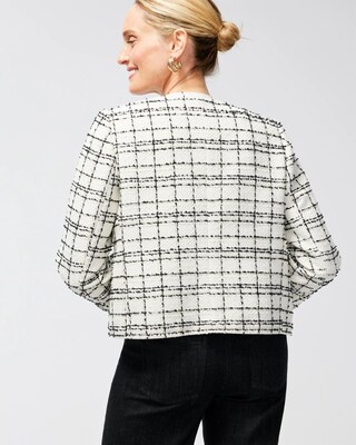 Tweed Faux Leather Trim Jacket