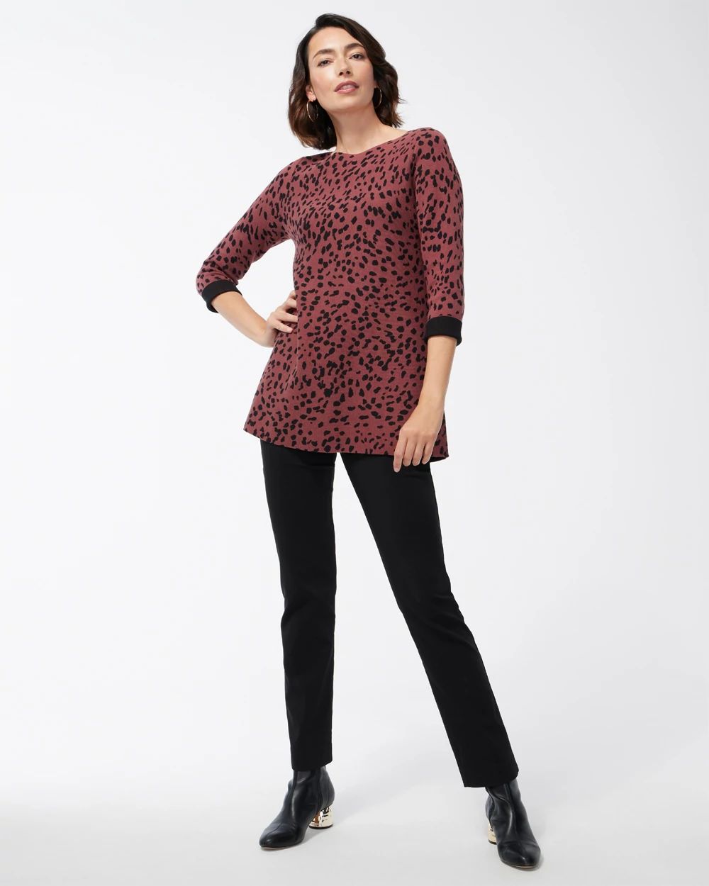 Dot Print Double Knit Tunic