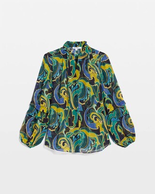 Chiffon Clip Dot Swirl Print Blouse click to view larger image.