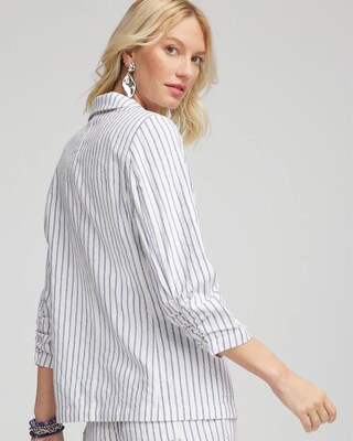 Striped Linen Stretch Blazer click to view larger image.