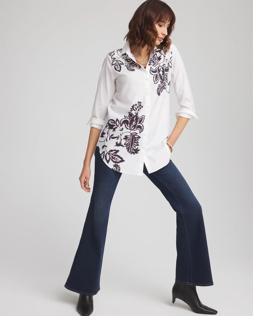 No Iron™ Floral Stretch Tunic click to view larger image.