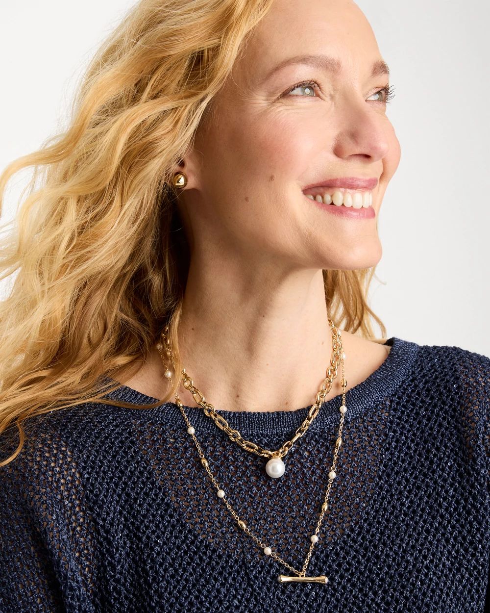 Toggle Bar Pearl Pendant Necklace click to view larger image.