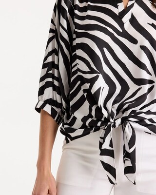 Satin Animal Print Tie-Front Top click to view larger image.