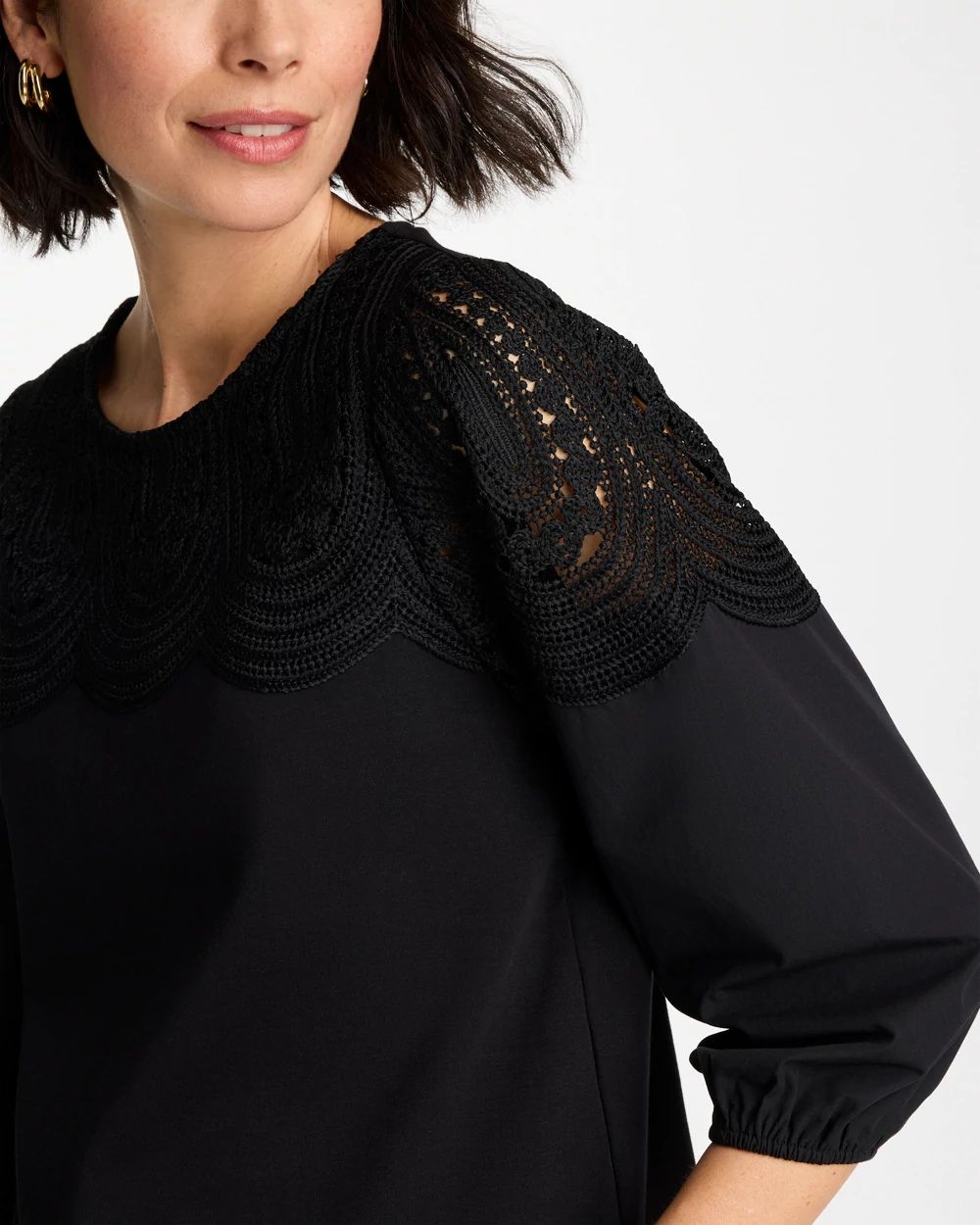 Lace Crochet Sleeve Tee