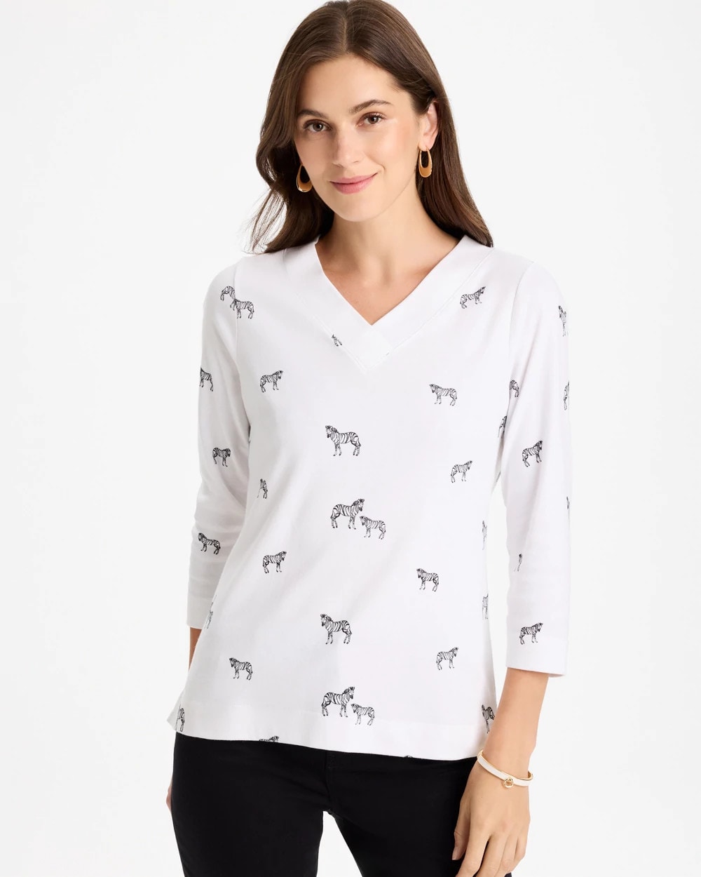Zebra Print Pima 3/4 Sleeve Tee
