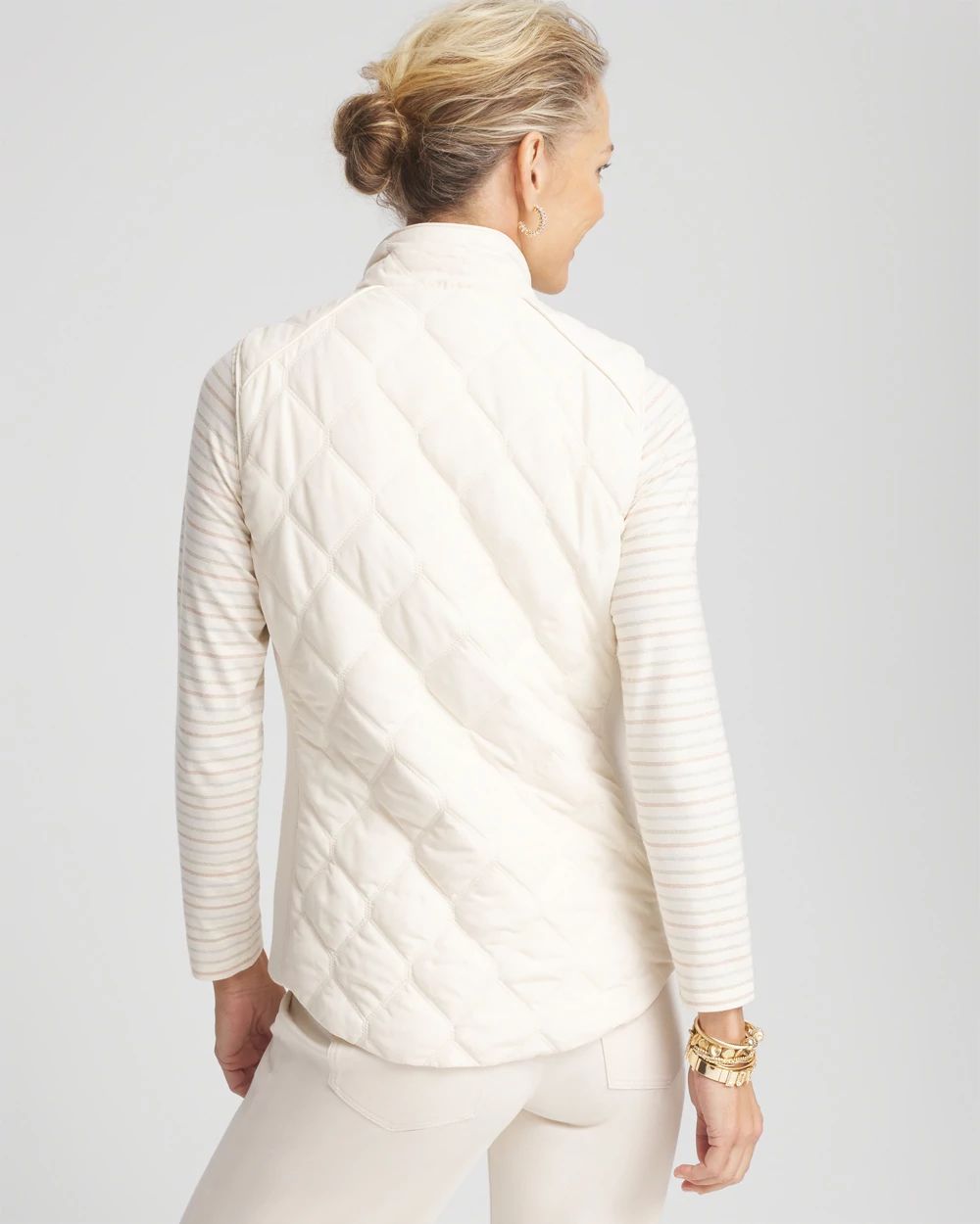 Rib Trim Quilted Vest