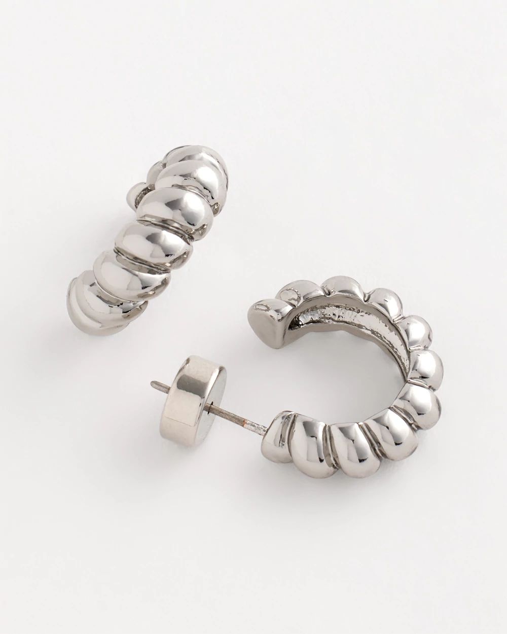 No Droop® Silvertone Twisted Hoop Earrings